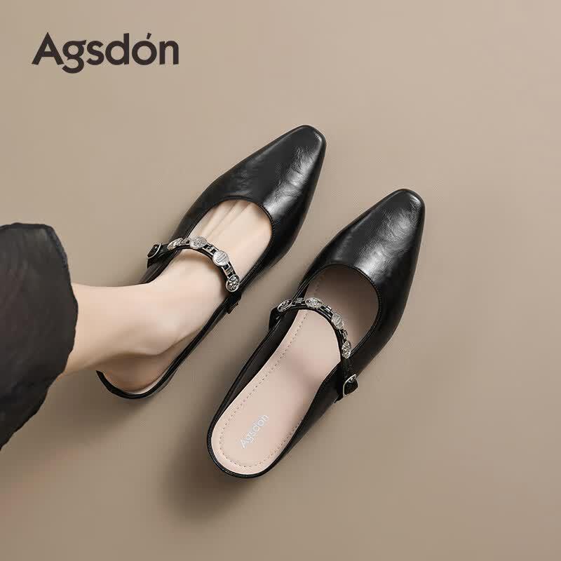 Agsdon Women s Pointed Toe Flat Mule Slippers 37