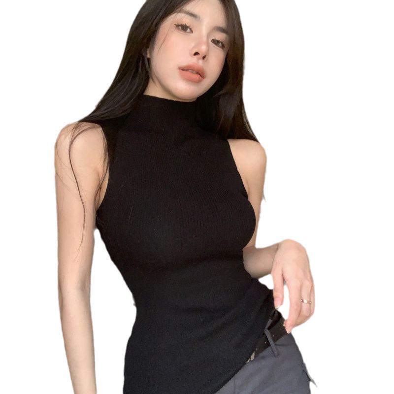 Stylish Women's Summer Turtleneck Camisole - Knitted Sleeveless Top