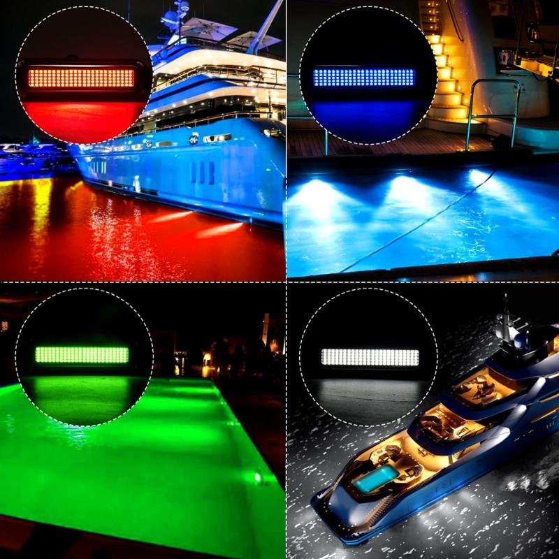 Marine LED Boat Light 60W 120 LED Waterproof Underwater Courtesy Light Sailboats Pontoon Transom Light