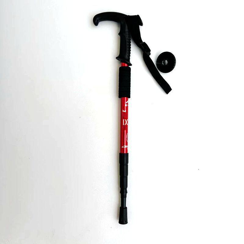 Ultra-Light Aluminum Alloy Mountaineering Trekking Pole with Shock-Absorbing Technology - Curved and Straight Handle, Telescopic Crutch