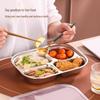 RuHan 304 Stainless Steel 4-Compartment Student Meal Plate