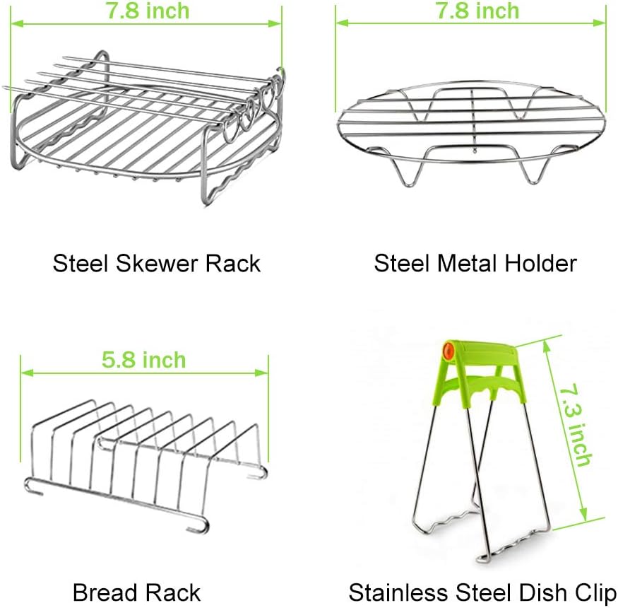 Set di Accessori per Friggitrice ad Aria - 12 Pezzi Compatibile Con Friggitrici ad Aria da 4, 4.2, 5, 5.5, 5.8 QT Gowise, Cosori, Phis, Ninja, Cozyna