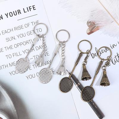 Metal Badminton Racket Keychain Mini Keychain For Car Sports Key Ring Gifts