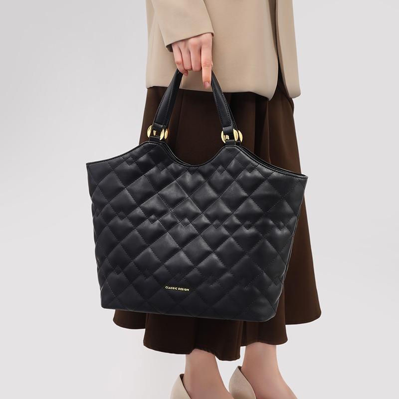 Bag Women's New Women's Bag Autumn and Winter Leather Shoulder Bag Large Capacity Rhombus Tote Bag Large Bag