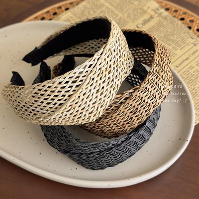 Damen Böhmisch Vintage Stroh Gewebt Stirnband Breit Überkreuz Design Haaraccessoire Damen