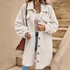 New European and American winter open-button lapel plush jacket loose temperament long coat women