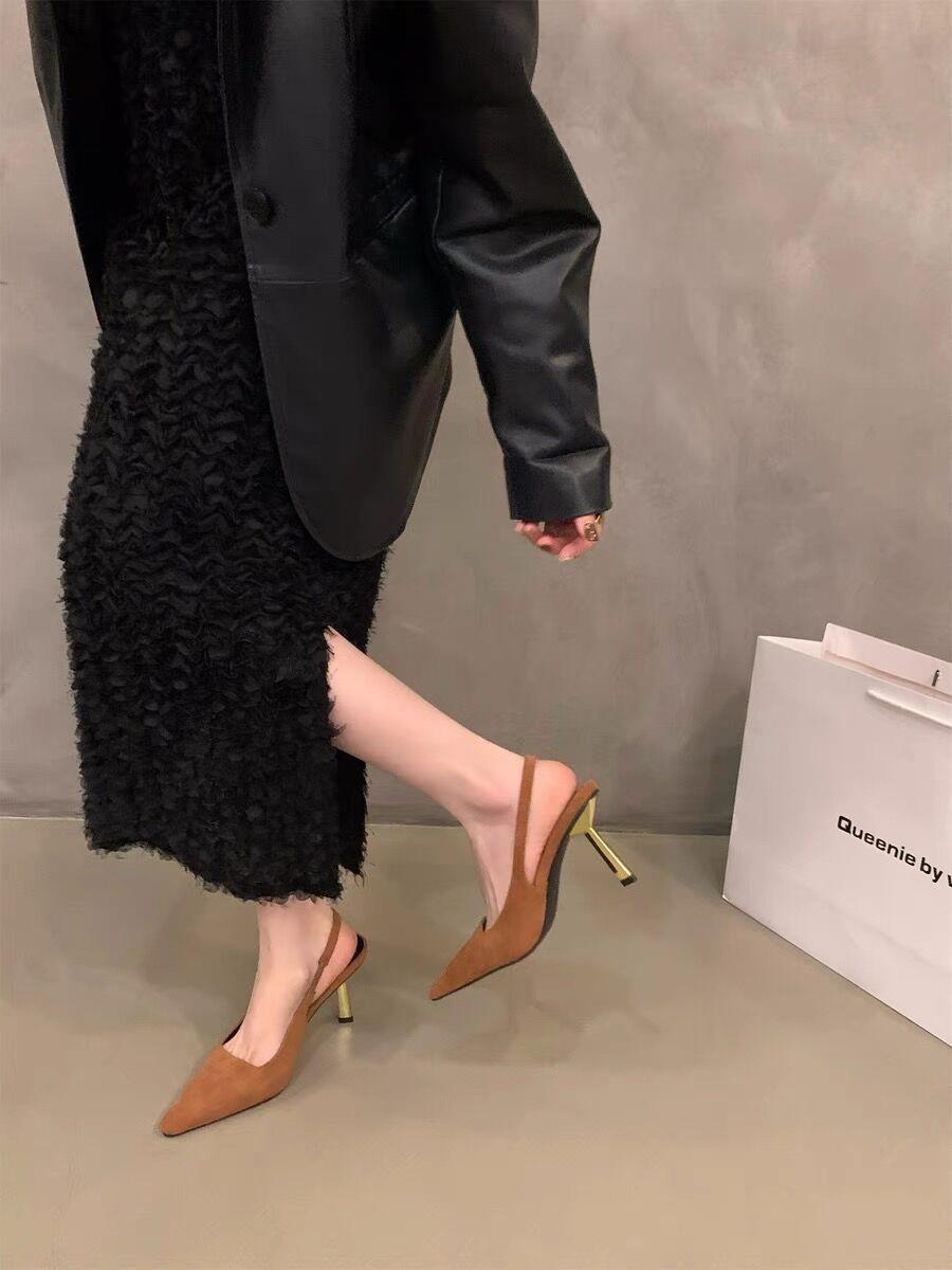 

Niche French сандалии с острыми носами на высоком каблуке, туфли-мешки, новинка весны и лета 2025 года, светские туфли для светских львиц 40