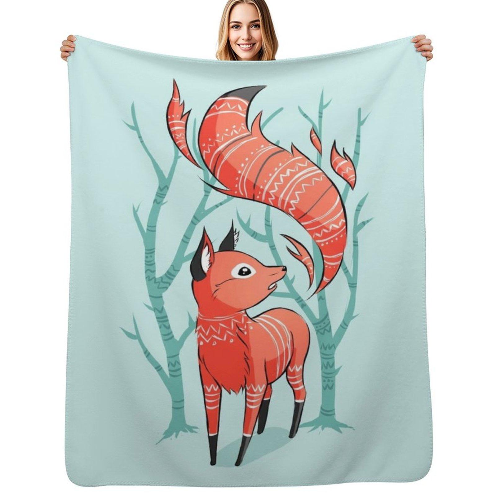 Winter Fox Throw Blanket Ultra Soft Flannel Fleece Blanket for All Seasons 102x76cm(40x30in)