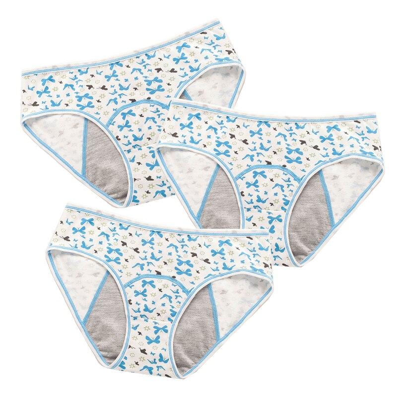 3pcs Leakproof Children Menstrual Pants Cotton Underwear Cute Cartoon Period Panties Fashion Underpants