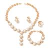 Fashionable and exquisite imitation pearl necklace, earrings, bracelet, and ring – a four-piece jewelry set for brides and evening events