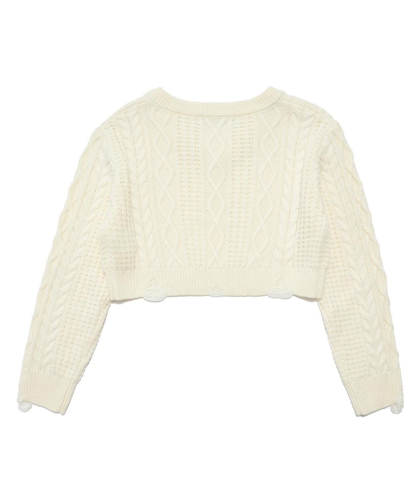 DELICCENT Crop Cable Pullover [Ivory]