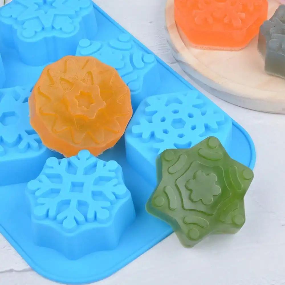 Christmas Silicone Molds Snowflake Candles Soap Plaster Sugar Cube DIY Baking Cake Handmade Cookies Non-stick Decorating Tools