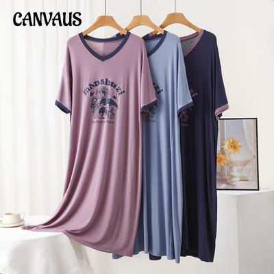 Lente en zomer bedrukte nachtjaponnen dames plus size homewear nachtjapon jurk