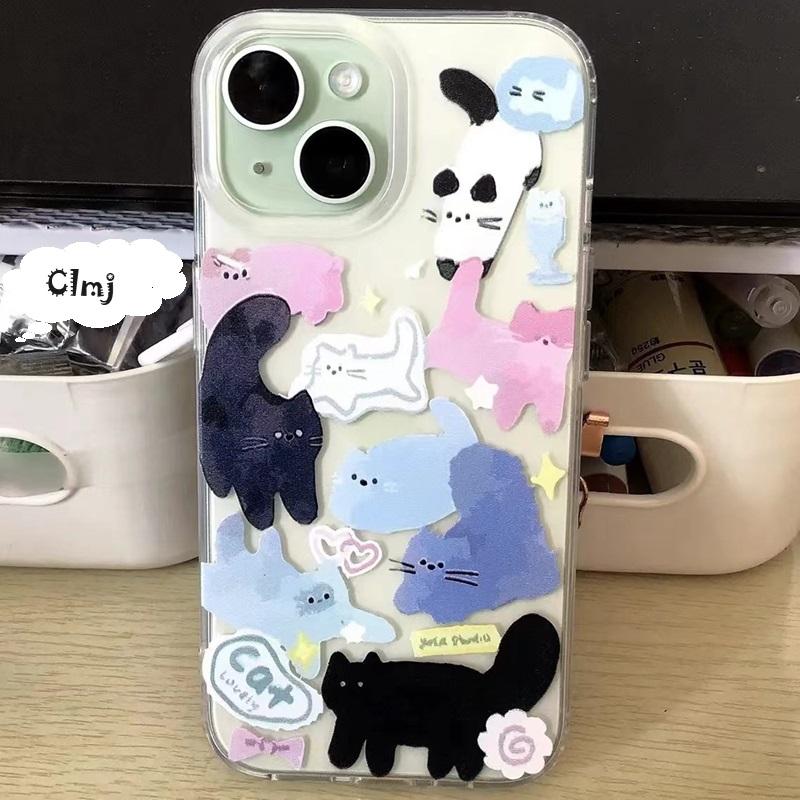 

Clmj Cute Cat Kitten Phone Case For Samsung S25 S24 S23 S22 S21 S20 FE Note20 Note10 Plus Ultra Lite 5G Clear Soft TPU Cover Samsung S10 Plus 4G
