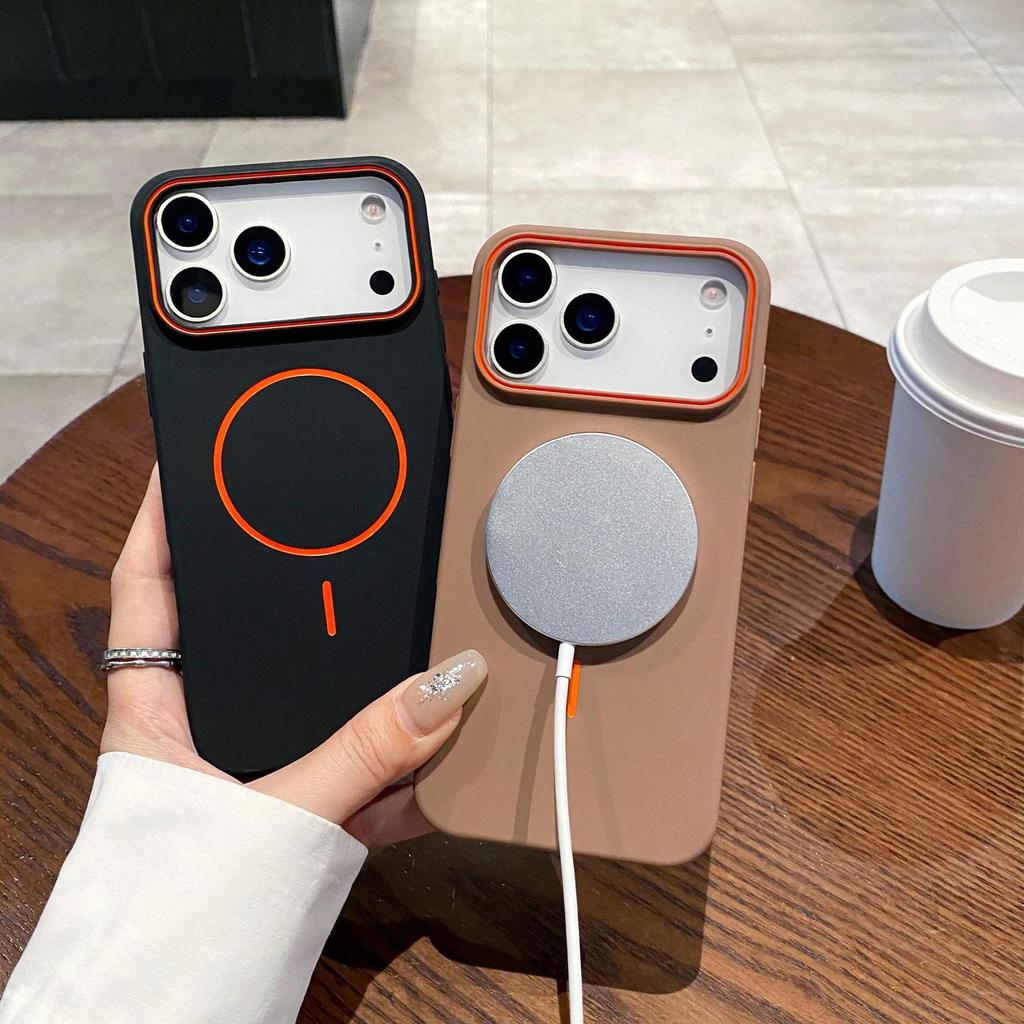 Lämplig för Apple 17 Pro Max & iPhone 16E: Matt Stöttåligt Tunt Fodral med Magnetisk Ring och Hudliknande Textur.