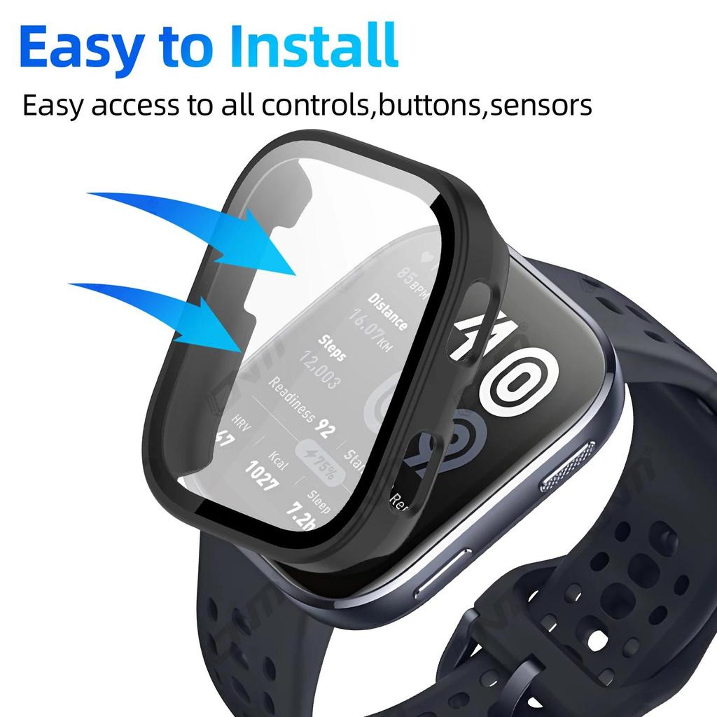 Vidrio+Funda para Amazfit Bip 6 Protector de Pantalla de Vidrio Templado y Parachoques Protector de PC Duro para Accesorios Amazfit Bip6