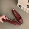 Fashion Bailamos Autumn Women's Flats Square Toe Mary Janes Shoes Soft Ballet Shoes Female Button Strap Shallow Dress Shoe Mujer