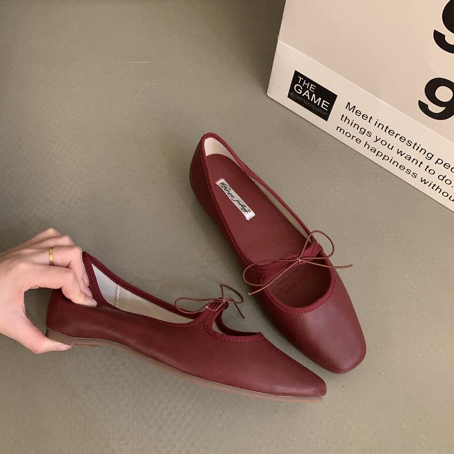 Fashion Bailamos Autumn Women's Flats Square Toe Mary Janes Shoes Soft Ballet Shoes Female Button Strap Shallow Dress Shoe Mujer