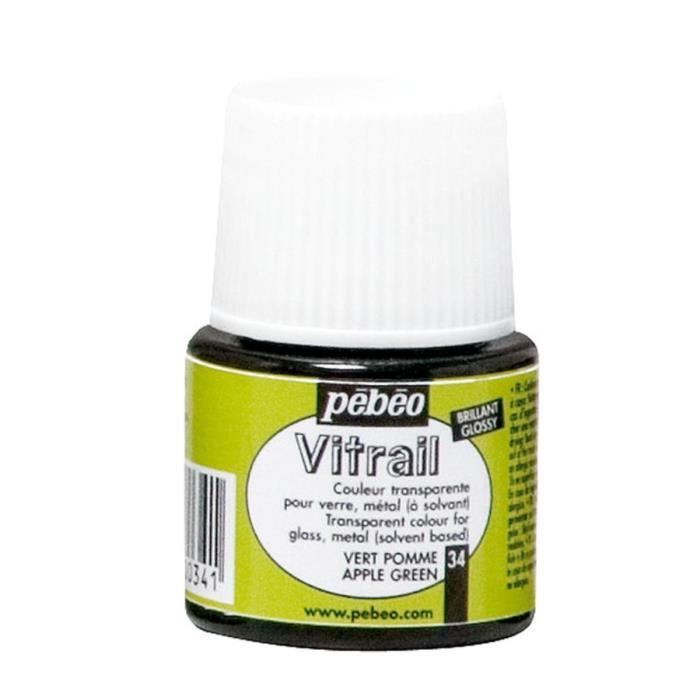 Peinture Vitrail - Pébéo - Vert Pomme - 45ml - Transparent - Brillant
