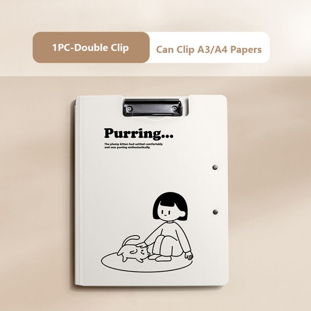 Dual Use A4 File Folder with Double Clips Memo Clip Board  Students Gift