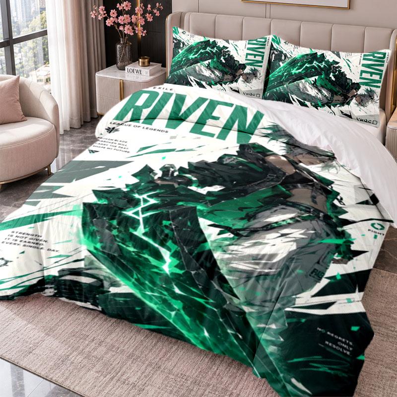 League of Legends 3Pcs Bedding Set Duvet Cover With Two Pillowcases For Bedroom Home Decoration