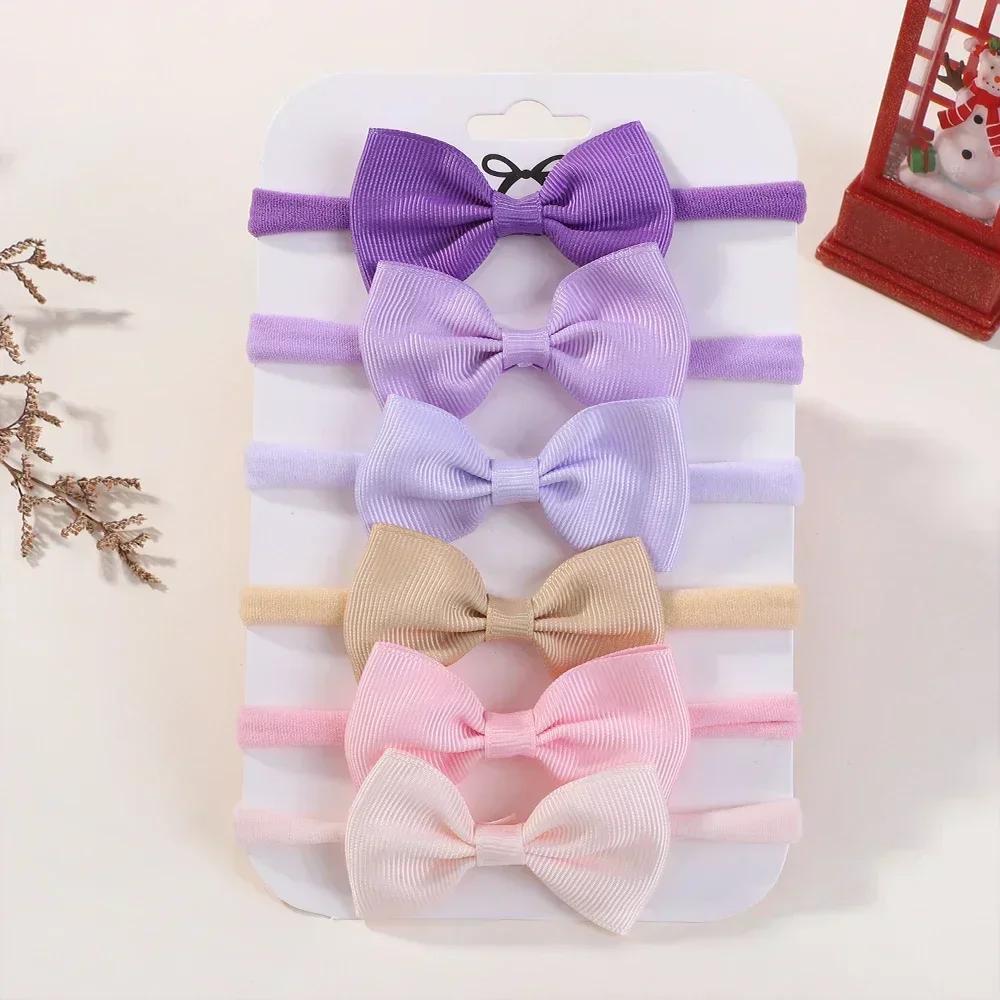 6Pcs/Set Sweet Colorful Ribbon Bowknot Elastic Headband for Baby Girls Ties Headwear Infant Kid Hair Accessories Diademas Gifts