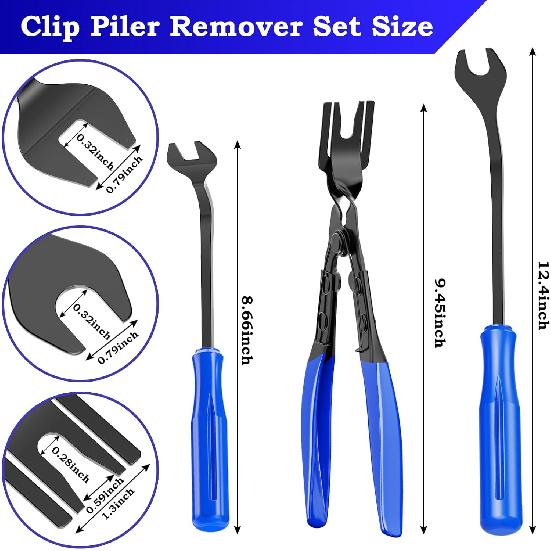 Aleric 7 Pieces Auto Trim Removal Tool Kit with Plastic Pry Tool and Fastener Clip Pilers Remover Tools for Car Body Upholstery Door Panel