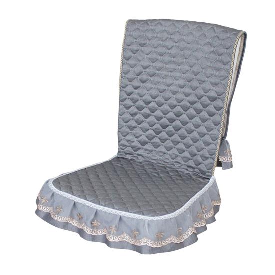 Chair Cushion with Lace Ruffle Quilted Non Slip Square Seat Pad Chair Protector with Elastic Strap for Dining Chairs Seat Office Chairs Back