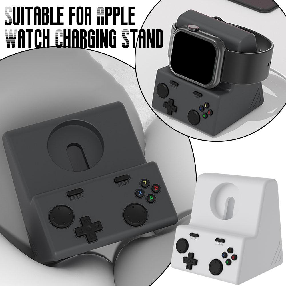 Desktop Holder For Apple Watch Ultra Charger Stand Retro Computer Pattern Charging Base for iWatch 10 9 8 Silicone Dock Holder