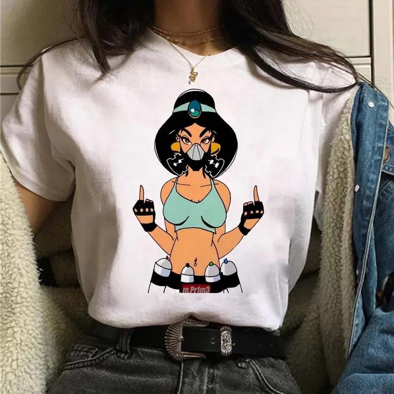 Punk Princess Printed Tshirt Cute Pattern Tee Mermaid Ariel Kawaii Girls TShirt Summer Womens Tops Harajuku T Shirt