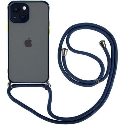 Hülle - BOOLING - für iPhone 13 - Hart - Mattiert - Marineblaue Umhängekordel