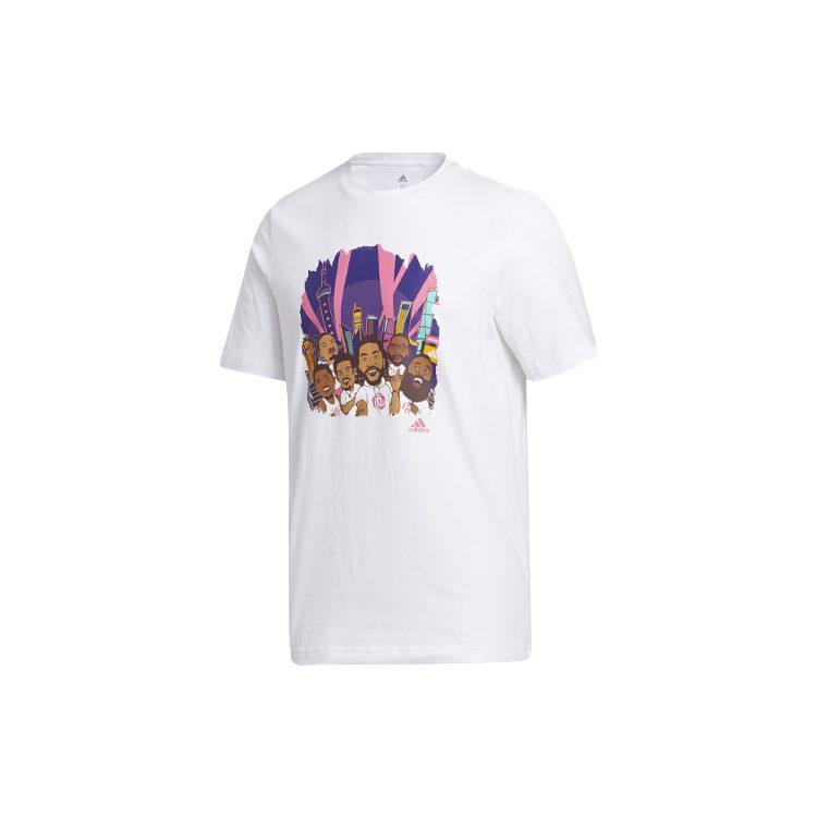 Adidas T Shirts Men's White Crew Neck Moderate Straight Fit GL4426