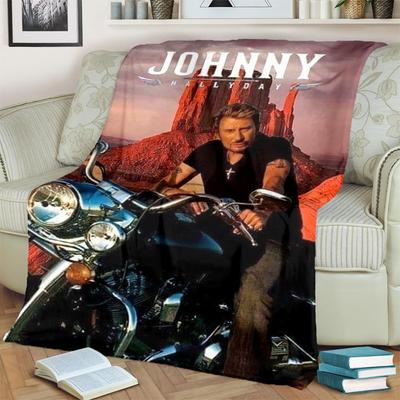 French Legendary Rock Singer and Actor Johnny Hallyday Blanket Soft Home Furnishing Nap Decoration Four Seasons Warm Sherpa Blanket U21