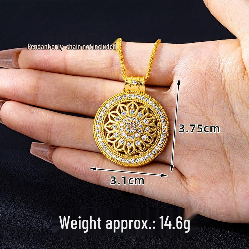 

Вьетнамское этническое ретро ожерелье с подвеской в виде розы, инкрустированное бриллиантами, с золотым покрытием, долго сохраняющее цвет.