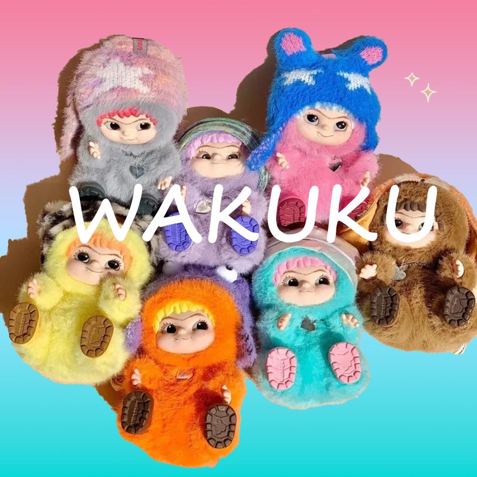 Wakuku Genuine Fuzzy Trendy Fun Party Series Blind Box Vinyl Action Figure Pendant Face Mystery Gift for Children Surprise Toy
