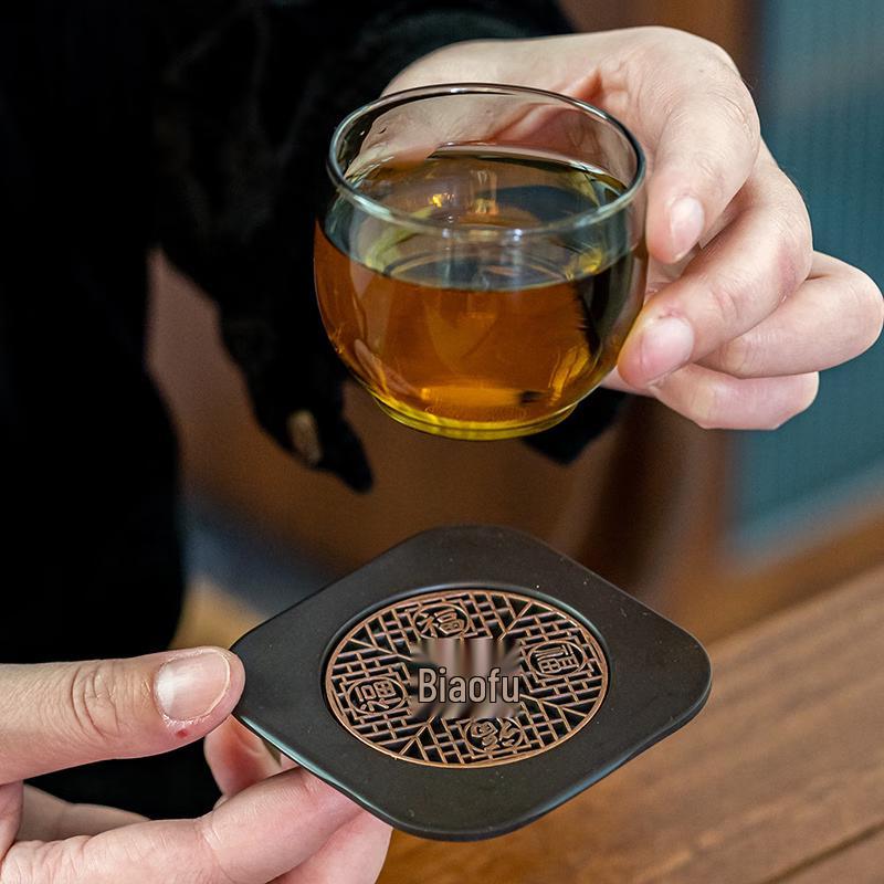 ZhiNianHua Bakelite Enamel Tea Coaster Set with Storage Rack