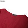 ZANZEA Women Casual Round Neck Solid Color Summer Short Sleeve Dress