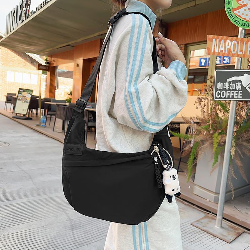 Нейлоновая сумка женская однотонная сумка через плечо большая вместительная сумка через — фото 18