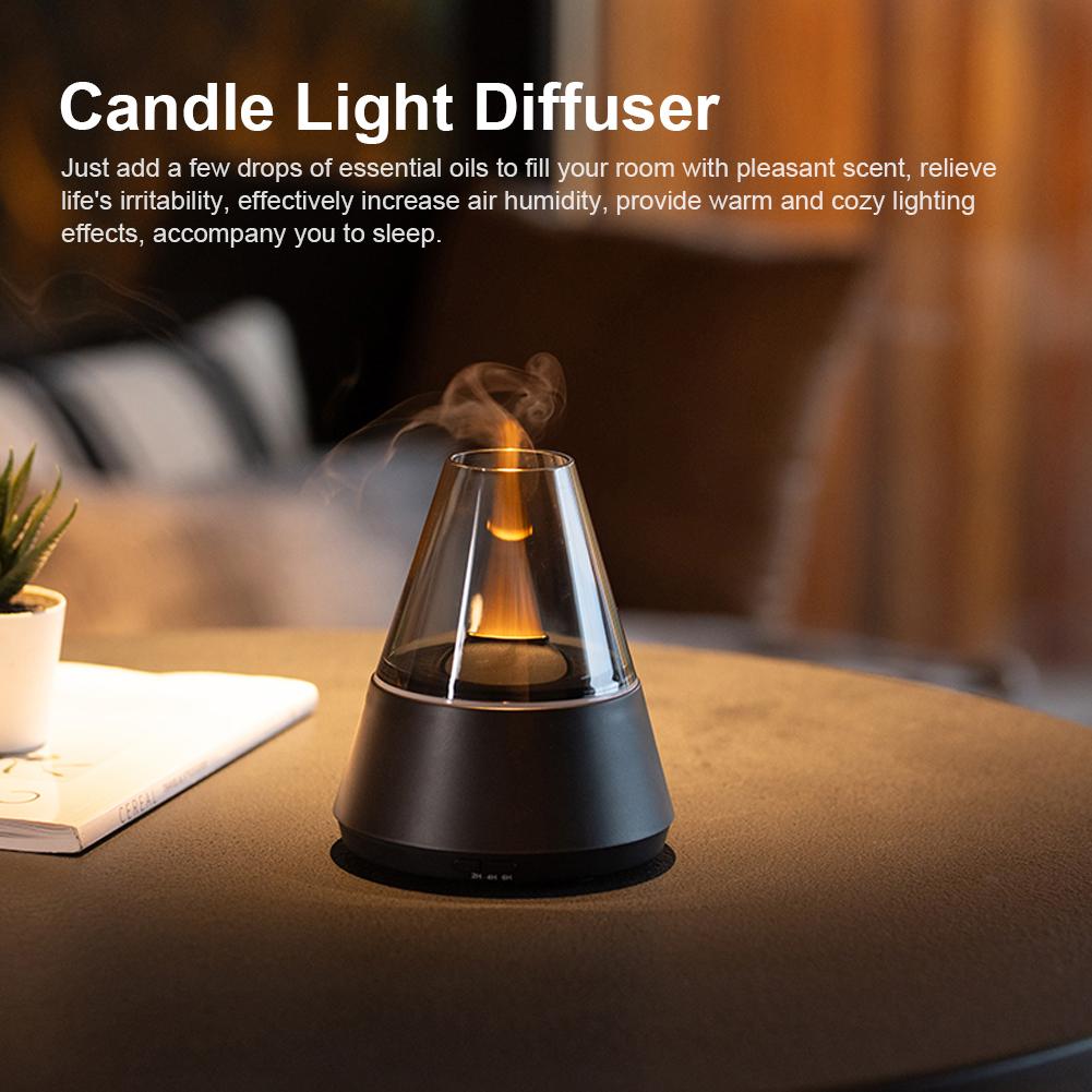 Cool Mist Humidifier with Candle Light Aromatherapy Diffuser Auto Off Air Diffuser Humidifier for Bedroom Living Room Office