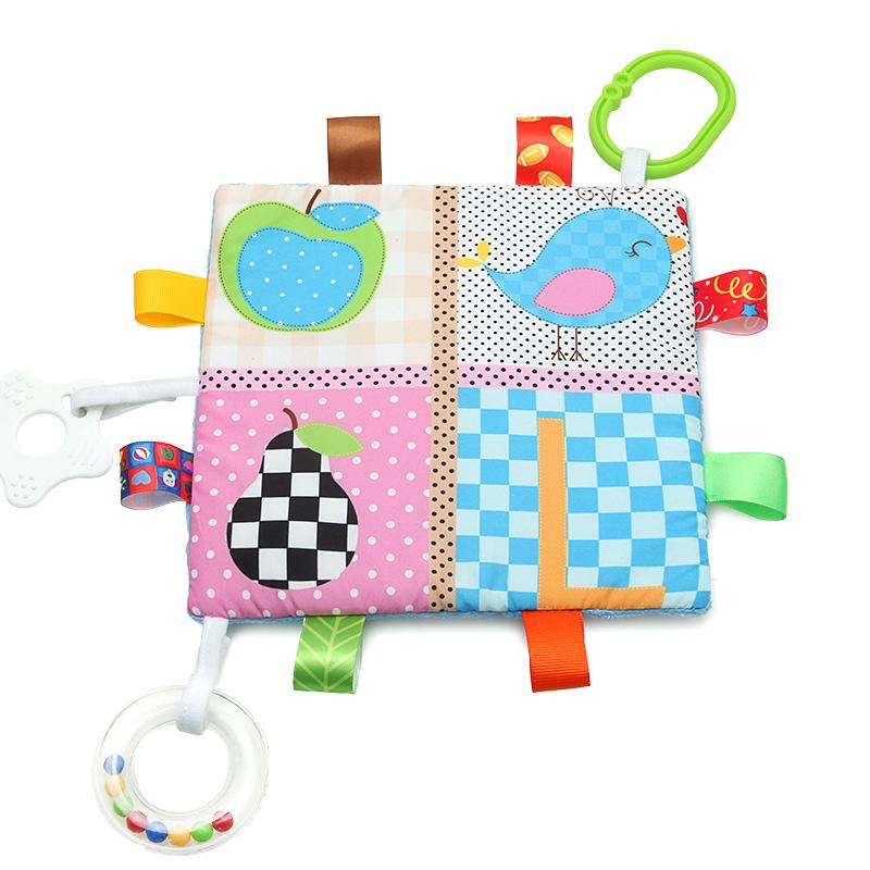Colorful Baby Crinkle Cloth & Teether Ring Toy 19x19 cm