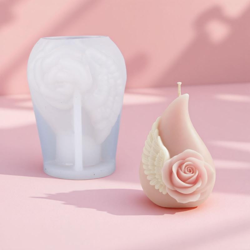 Artistic Rose Wing Candle Making Mold Heat Resistant Silicone For Handmade Candle Soaps Creative Gift Multipurpose Use