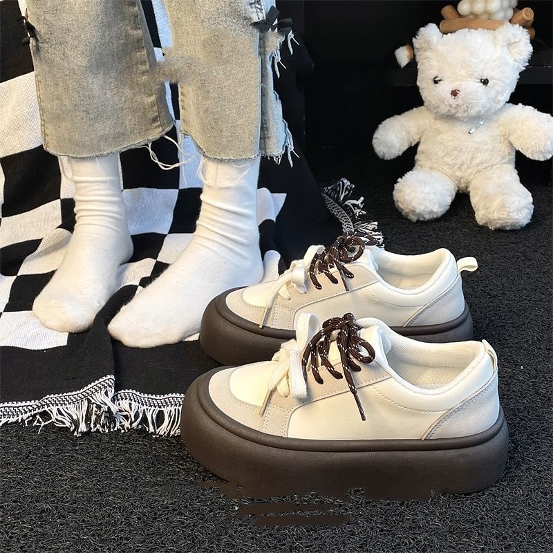 Woman Footwear Spring Autumn Round Toe Lace Up Shoes for Women High On Platform Designer Design Youthful Trend 2025 To Wear XL