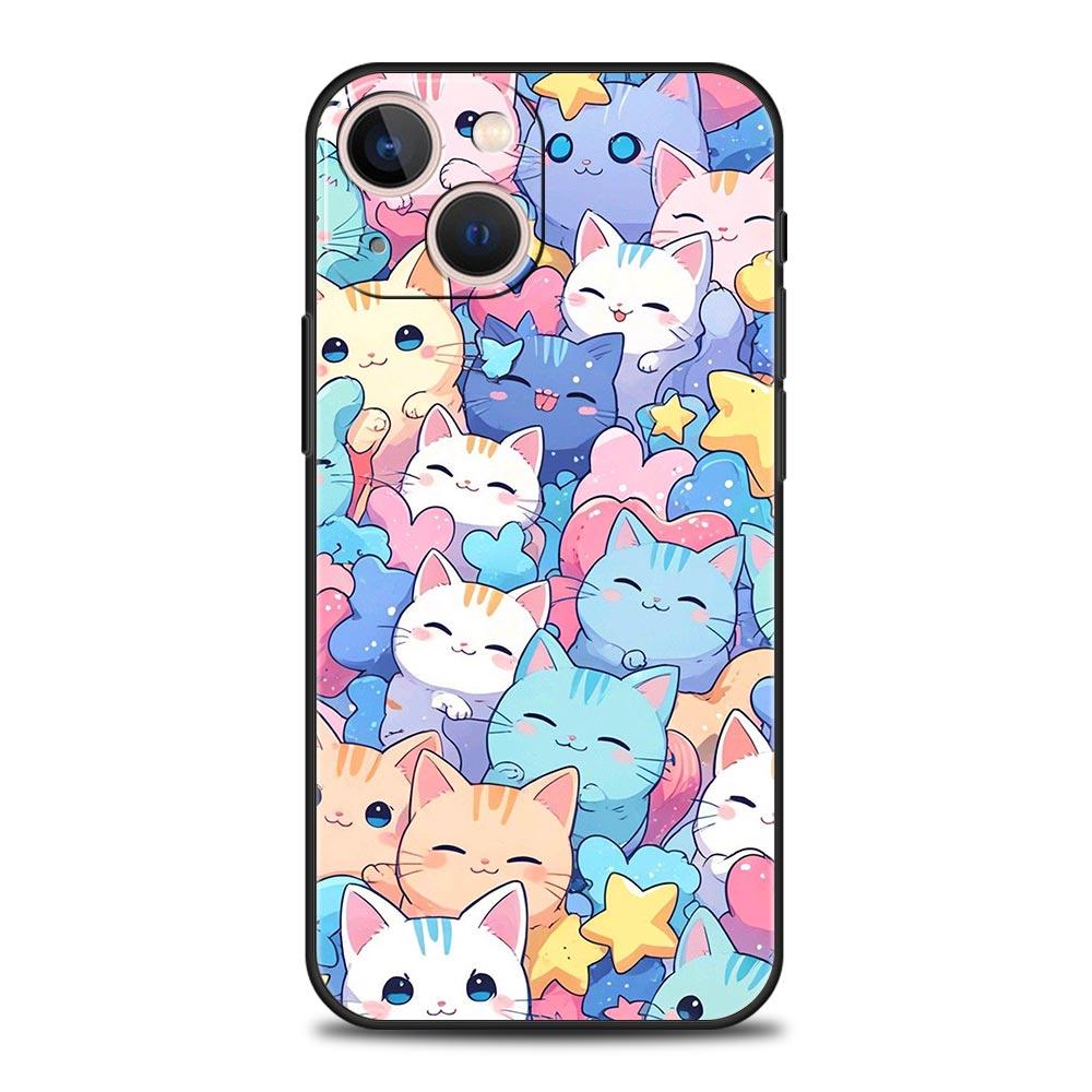 Buntes Katzen-Design Handyhülle Cover für iPhone 17 16 15 14 13 12 Pro Max 11 Pro Max 17 AIR Plus Stoßfeste Weiche TPU Hülle Capas
