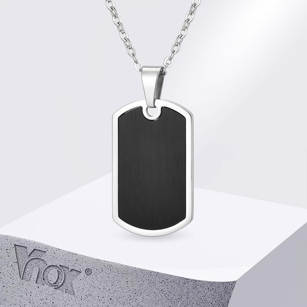 Vnox Dog Tag Military Pendant Necklace for Men Boys, Stainless Steel Waterproof O-chain Collar, 19.7x33.5mm Casual Jewelry Gifts