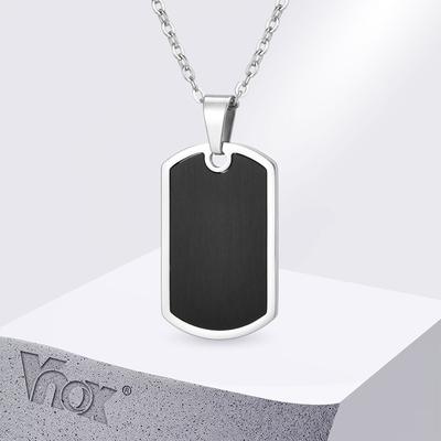 Vnox Collier Pendentif Militaire Plaque d'Identification pour Hommes Garçons, Chaîne O Étanche en Acier Inoxydable, 19.7x33.5mm Bijoux Décontractés Cadeaux