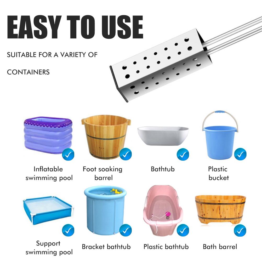 Electric Immersion Heater Bucket Water Heater Household High Power Submersible Pool Bathtub Heater with Thermostat Auto Shutoff