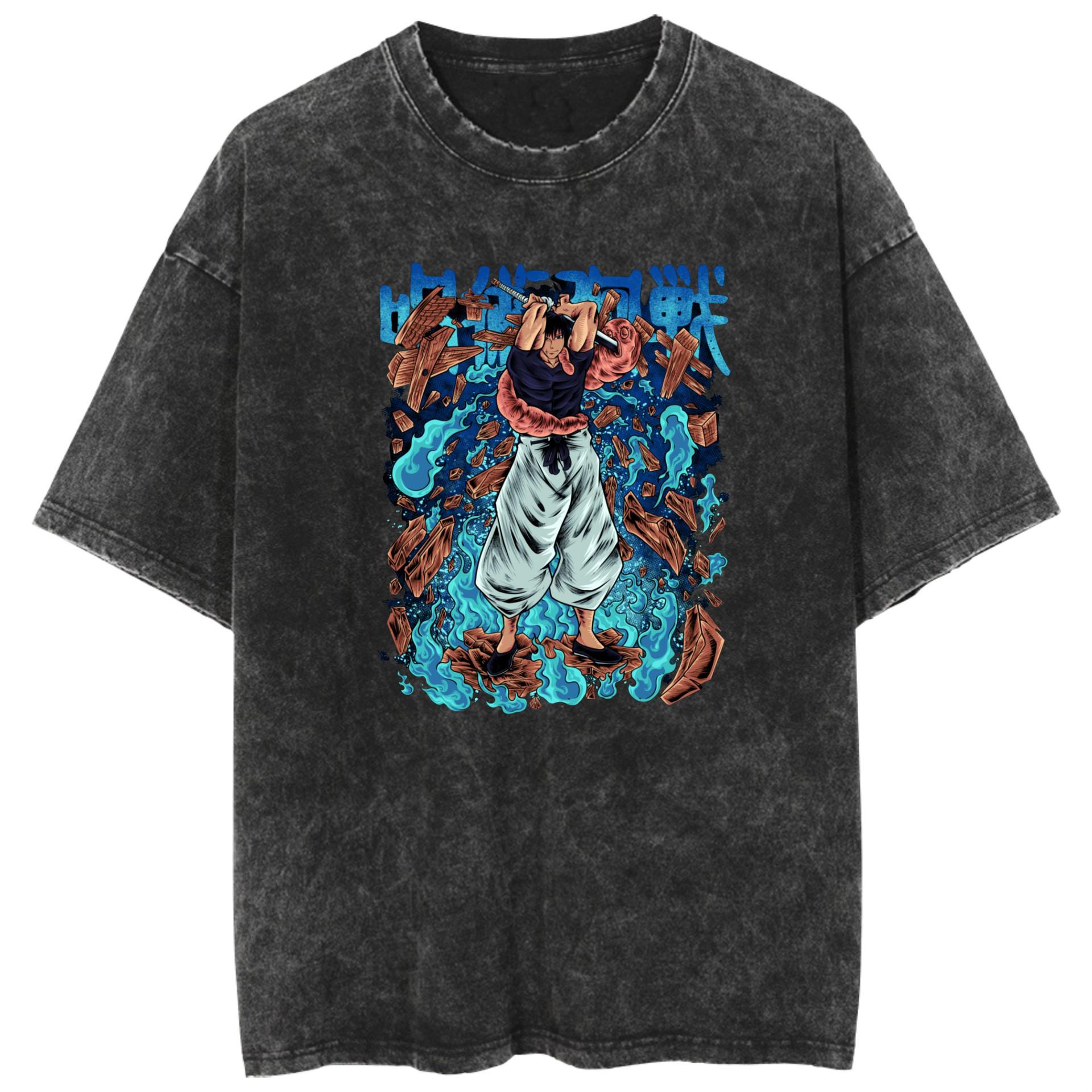 Jujutsu Kaisen Anime Washed Casual Couple T-Shirt, Short Sleeve Extra Extra Large