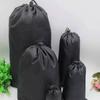 Drawst Closure Drawstring Storage Pouch Nylon Waterproof Multi-Functional Storage Bag Dustproof Black Drawstring Bags