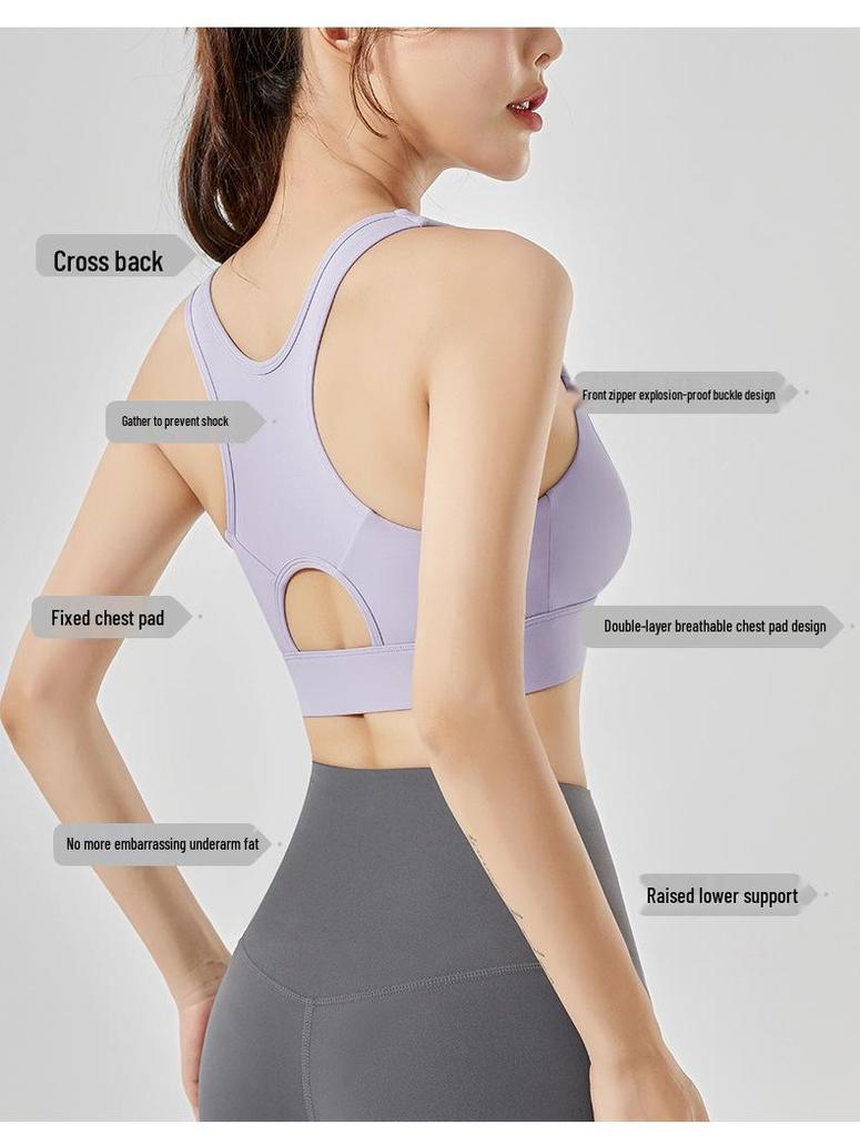 Hot-Selling Front Zipper Sports Bra: Beautiful, Shockproof Running Fitness Vest, Plus Size