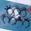 Party Headwear Halloween Headband Spider Veil Mask Hairband Devil Horn Hair Hoop Lace Veil Topper